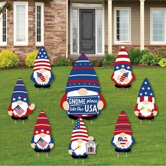 Big Dot Of Happiness Patriotic Gnomes - Outdoor Lawn Decor - 4th of July Yard Signs - Set of 8