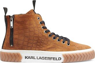 Croc Embossed Suede High Top Sneakers