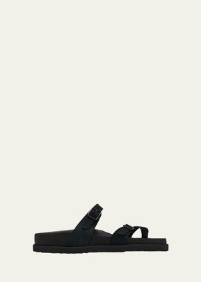 Mayari Suede Dual-Buckle Slide Sandals