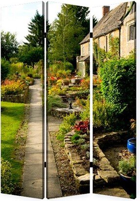 3 Panel Garden Print Canvas Room Divider - 72 H x 2 W x 48 L Inches