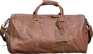 Touri Leather Over Night Bag With Shoe Storage - Chestnut