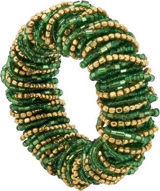 Saro Lifestyle Round Napkin Rings With Beaded Design (Set of 4), Green