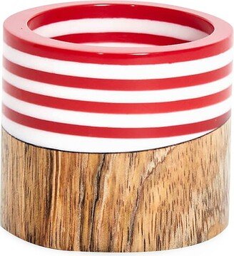 Von Gern Home Wood & Stripes Napkin Rings, Set of 4