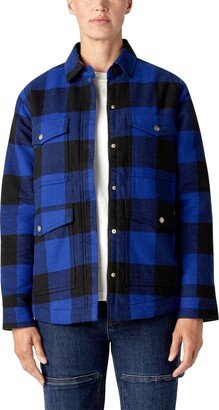 Plus Size Women's Flannel Fleece Lined Chore Coat