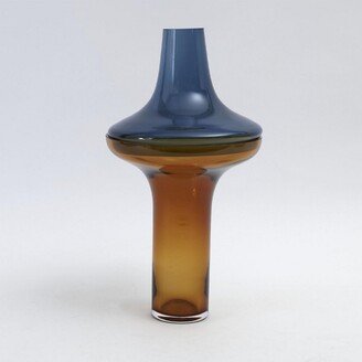 Tall Cobalt Over Amber Vase Small