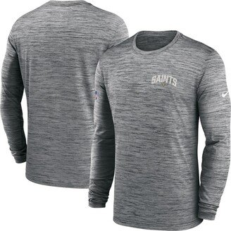 Men's Gray New Orleans Saints Velocity Athletic Stack Performance Long Sleeve T-shirt