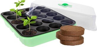 Window Garden 20 Cavity Seed Propagation Kits (2) - Complete with Fiber Soil and Ventilated Greenhouse Trays. Germinate Seeds in a Window or Under Lig