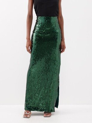 Beating Heart Side-slit Sequinned Maxi Skirt