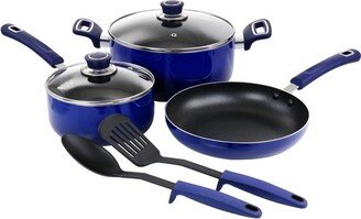 7 Piece Non Stick Aluminum Cookware Set in Blue