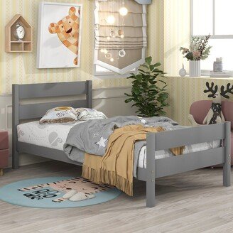 Twin Size Platform Bed with Headboard&Footboard, for Kids