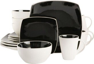 Elite Soho Lounge 16 Piece Stoneware Dinnerware Set in Black/White