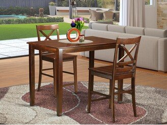 East West Furniture LLC East West Furniture 3 Piece Counter Height Pub Set- a Kitchen Table and 2 Dining Chairs