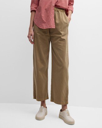 Shiloh Straight-Leg Cropped Cotton Twill Pants