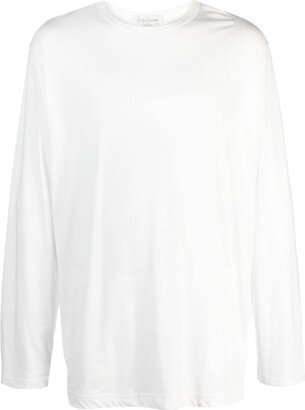 drop-shoulder long-sleeved cotton T-shirt