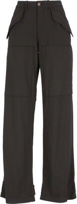 High-Rise Straight-Leg Cargo Trousers