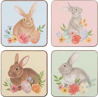 Floral Bunny Coasters, Set of 4