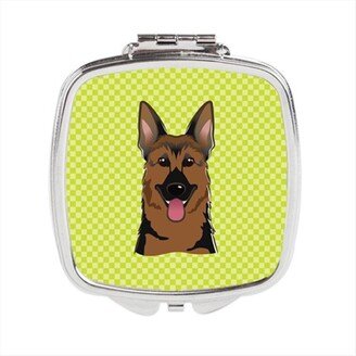 BB1273SCM Checkerboard Lime Green German Shepherd Compact Mirror, 2.75 x 3 x .3 In.