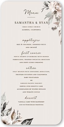 Wedding Menu Cards: Neutral Florals Wedding Menu, Grey, 4X8 Flat Menu, Standard Smooth Cardstock, Rounded