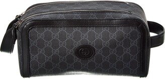 Interlocking G Gg Supreme Canvas & Leather Toiletry Case-AA