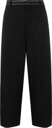 Contrast-Stitching Cropped Trousers