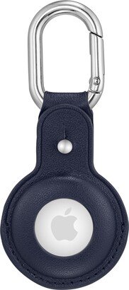 WITHit Navy Leather Apple AirTag Case with Silver-Tone Carabiner Clip - Navy, Silver-Tone