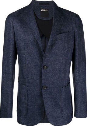 Single-Breasted Chambray Blazer-AA