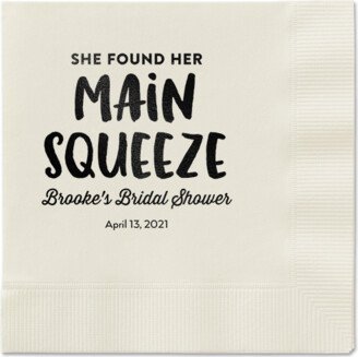 Wedding Napkins: Main Squeeze Napkin, Black, Ecru