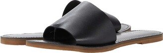 The Boardwalk Post Slide Sandal in Leather (True Black) Women's Shoes