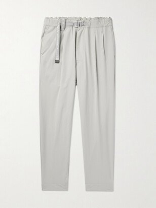 Cropped Straight-Leg Pleated Belted Nylon-Blend Trousers