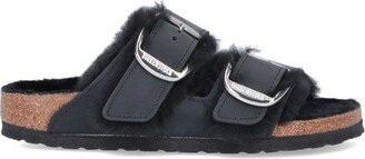 Fur-Lined Double-Strap Sandals