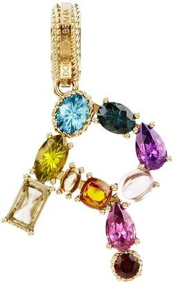 Rainbow Alphabet 18K Yellow Gold & Multi Gemstone Initial R Charm