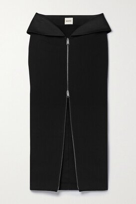 Pepita Crepe Maxi Skirt - Black