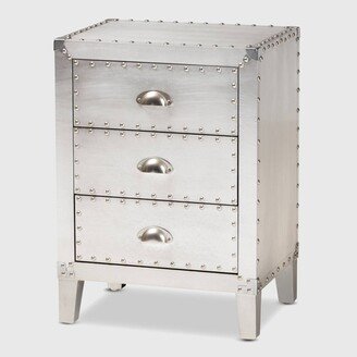 Claude Metal 3 Drawer Nightstand Silver