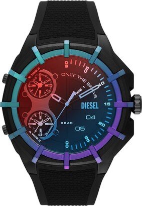 Men's Chronograph Framed Black Silicone Strap Watch 51mm