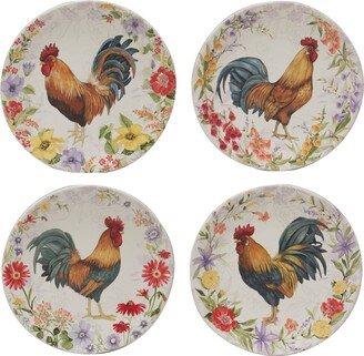 Floral Rooster Set of 4 Salad Plate 9