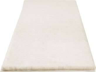 Faux Fur Bathmat - 24x60-Inch Nonslip Jacquard Fake Rabbit Fur Rug for Bathroom, Hallway, or Kitchen - Modern Bathroom Decor by Home-Complete (Beige)