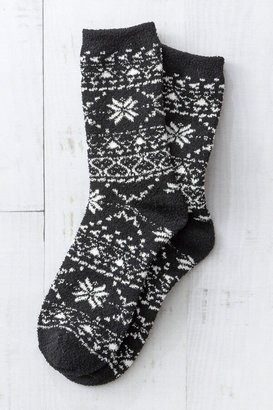 Women's Comfy Cabin Socks - Black/White