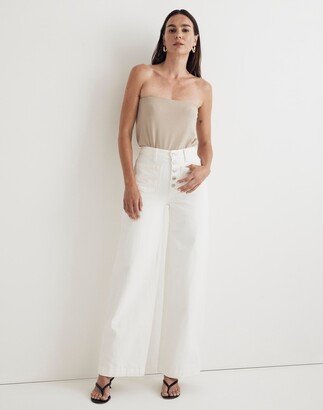 Petite Superwide-Leg Jeans in Tile White: Patch-Pocket Edition