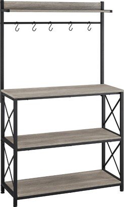 4-Tier Kitchen Storage Rack with 5 S Hooks - Gray