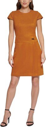 Petites Womens Faux Suede Mini Sheath Dress