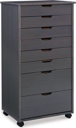 Contemporary Home Living 40” Gray Rolling Storage Cabinet with 8 Drawer