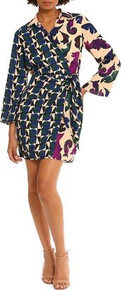 Mix Print Mini Wrap Dress