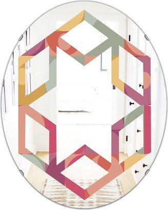 Designart 'Geometric Retro Minimal I' Printed Modern Round or Oval Wall Mirror - Hexagon Star