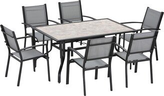 7 Piece Garden Furniture Set with Dining Table Chairs 6 Seater