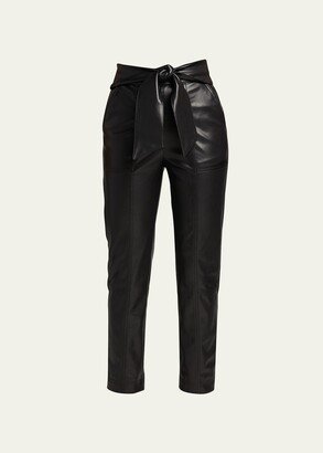 SIMKHAI Tessa Vegan-Leather Tie-Waist Pants