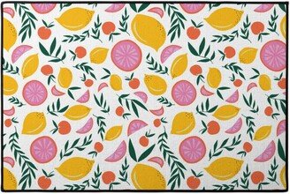 Door Mats: Citrus Grove - Pink And Yellow Door Mat, Pink