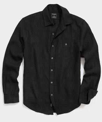 Slim Fit Sea Soft Irish Linen Shirt in Black