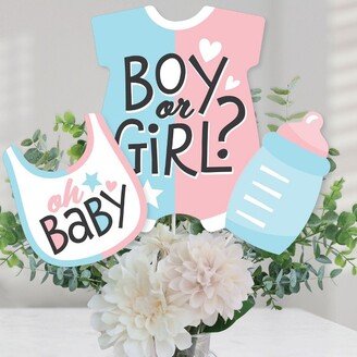 Big Dot of Happiness Baby Gender Reveal - Team Boy or Girl Party Centerpiece Sticks - Table Toppers - Set of 15