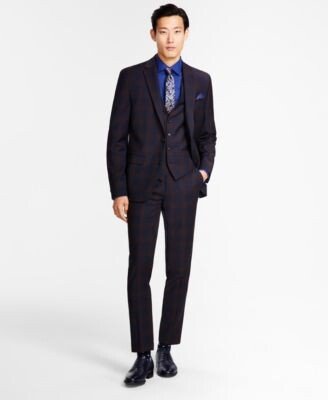 Mens Slim Fit Plaid Suit Separates Created For Macys