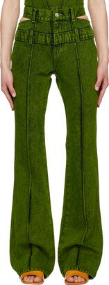 Green Joan Double Waist Jeans